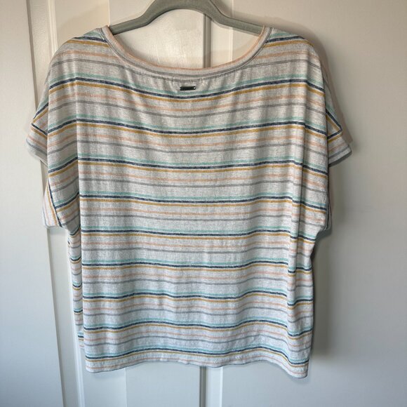 prAna Vosky Top Stone Stripe‎ Organic Natural Airy Beach Light Womens Medium - Picture 4 of 4